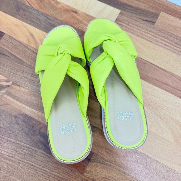 Eileen Fisher Bene Leather Puffy Knot Wedge Slides Sz 6.5 - Picture 2 of 6